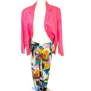 ROBERTO CAVALLI - Vintage Graphic Art Pants W/Elastic Waist & Wide Bottoms. Sz 6
